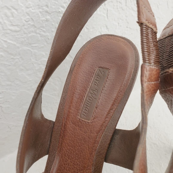 Zara Women Leather Wooden Heal Platform Strappy Sandal Shoes Brown Size 41/US 10 - Picture 5 of 14
